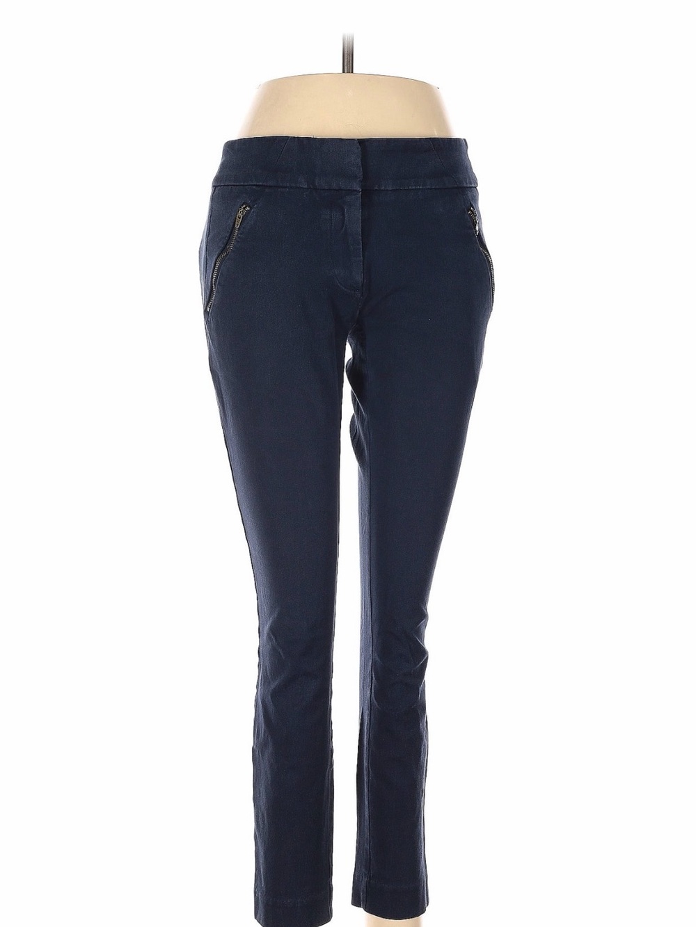 LOFT Navy Blue Trousers with Subtle Texture